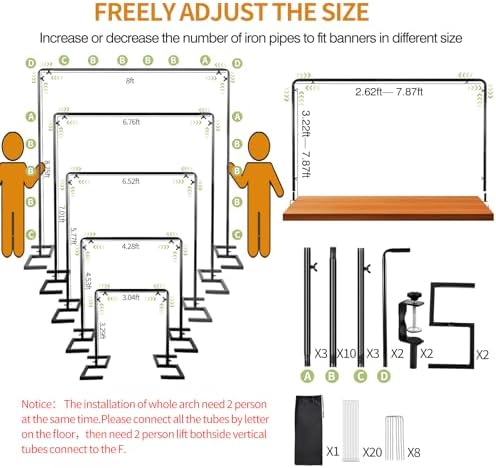 8.2FT Square Wedding Arch, Metal Backdrop Stand Heavy Duty Adjustable, alternate view 4