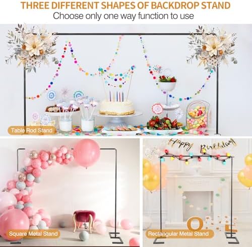 8.2FT Square Wedding Arch, Metal Backdrop Stand Heavy Duty Adjustable, alternate view 6