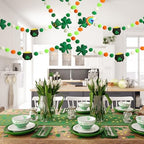 8.2Ft St Patrick's Day Garlands 3D Felt Shamrock Clover Garlands with Fabric Bead Green Hat Bunting Banner, alternate view 2