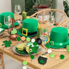 8.2Ft St Patrick's Day Garlands 3D Felt Shamrock Clover Garlands with Fabric Bead Green Hat Bunting Banner, alternate view 3