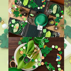 8.2Ft St Patrick's Day Garlands 3D Felt Shamrock Clover Garlands with Fabric Bead Green Hat Bunting Banner, alternate view 6