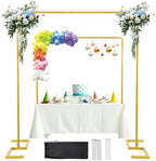 8.2FT x 8FT Square Backdrop Stand Heavy Duty Gold Wedding Arch with Clamps