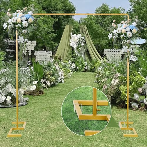 8.2FT x 8FT Square Backdrop Stand Heavy Duty Gold Wedding Arch with Clamps, alternate view 7