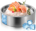 8.4" 304 Stainless Steel Cold Chilled Serving Tray with Ice Chamber, Silver Shrimp Cocktail Serving Dish