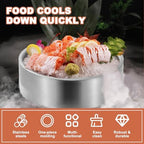 8.4" 304 Stainless Steel Cold Chilled Serving Tray with Ice Chamber, Silver Shrimp Cocktail Serving Dish, alternate view 3