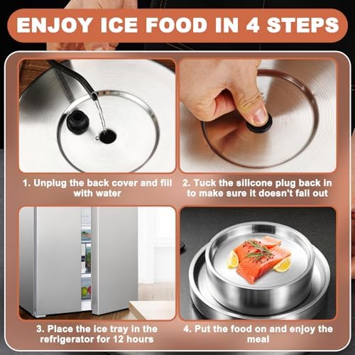 8.4" 304 Stainless Steel Cold Chilled Serving Tray with Ice Chamber, Silver Shrimp Cocktail Serving Dish, alternate view 5