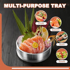8.4" 304 Stainless Steel Cold Chilled Serving Tray with Ice Chamber, Silver Shrimp Cocktail Serving Dish, alternate view 6