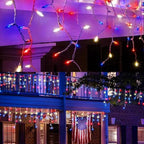 8.5 ft 150 Icicle Lights String Lights 4th of July Decorations Plug in in Red white blue, alternate view 2