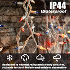 8.5 ft 150 Icicle Lights String Lights 4th of July Decorations Plug in in Red white blue, alternate view 5
