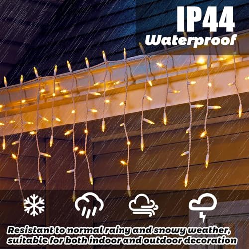 8.5 ft 150 Icicle Lights Warmwhite String Lights Christmas Decorations Plug in, alternate view 4