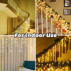 8.5 ft 150 Icicle Lights Warmwhite String Lights Christmas Decorations Plug in, alternate view 6