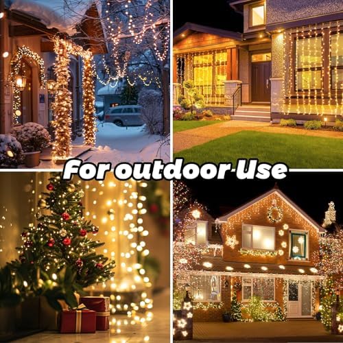 8.5 ft 150 Icicle Lights Warmwhite String Lights Christmas Decorations Plug in, alternate view 7