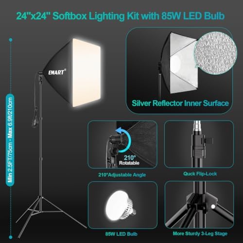 8.5 x 10 FT Photography Lighting Kit with 85W LED Bulbs for Portrait in 8.5 x 10 FT, alternate view 3