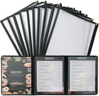 8.5 x 11 Inch Menu Covers, 10 Pack 3 Page 6 View Menu Sleeves in 8.5 x 11 Inch in Clear