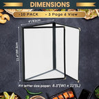 8.5 x 11 Inch Menu Covers, 10 Pack 3 Page 6 View Menu Sleeves in 8.5 x 11 Inch in Clear, alternate view 2