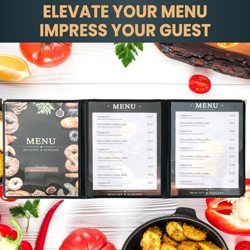 8.5 x 11 Inch Menu Covers, 10 Pack 3 Page 6 View Menu Sleeves in 8.5 x 11 Inch in Clear, alternate view 5