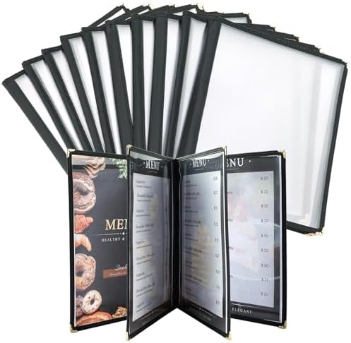 8.5 x 11 Inch Menu Covers, 10 Pack 4 Page 8 View in 8.5 x 11 Inch in Clear