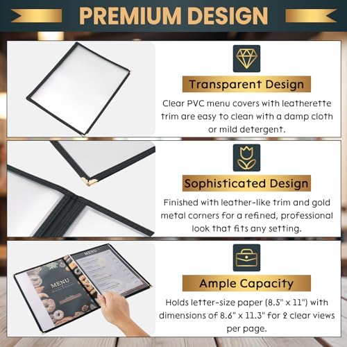 8.5 x 11 Inch Menu Covers, 10 Pack 4 Page 8 View in 8.5 x 11 Inch in Clear, alternate view 4