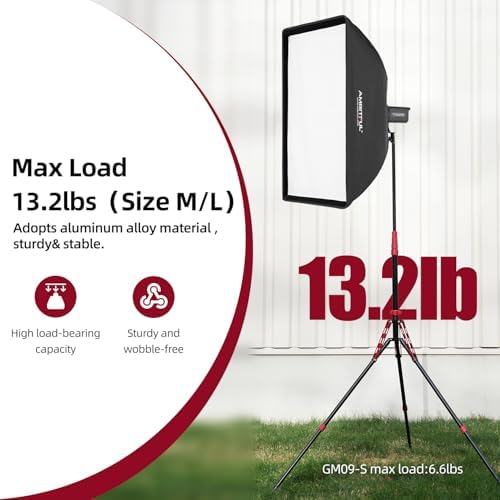 8.53ft/260cm Reversible Light Stand Tripod,13.2lbs Load, alternate view 4