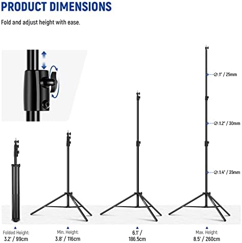 8.5ft/2.6m Air Cushioned Light Stand, Heavy Duty Photography Tripod, alternate view 6