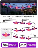 8.5FT Purple Bat String Lights for Halloween,10 LED Bat Lights in Purple Bat Lights, alternate view 2