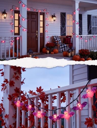 8.5FT Purple Bat String Lights for Halloween,10 LED Bat Lights in Purple Bat Lights, alternate view 6
