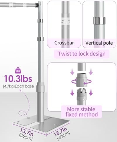 8.5x10 Pipe and Drape Stand Kit, Heavy Duty Backdrop Stand Adjustable, Sturdy Metal Back Drop Decoration Frame, alternate