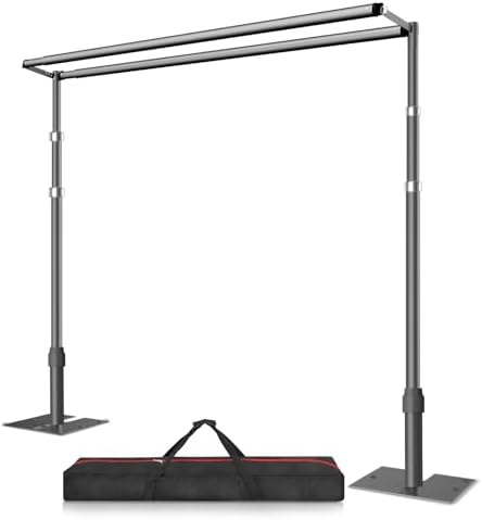 8.5x10ft Double Crossbar Heavy Duty Pipe and Drape Stand, Black in 8.5x10ft in Black