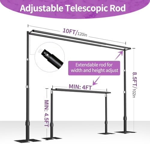8.5x10ft Double Crossbar Heavy Duty Pipe and Drape Stand, Black in 8.5x10ft in Black, alternate view 2