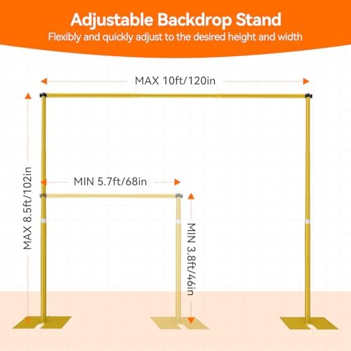 8.5x10ft Heavy Duty Backdrop Stand Adjustable Pipe and Drape Stand in 8.5x10ft, alternate view 2