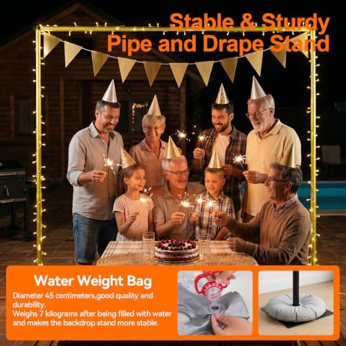 8.5x10ft Heavy Duty Backdrop Stand Adjustable Pipe and Drape Stand in 8.5x10ft, alternate view 3