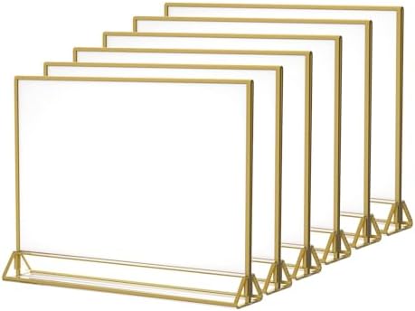 8.5x11 Acrylic Sign Holder, Picture Frame, Wedding Table Numbers,6pack in 8.5x11" in Gold