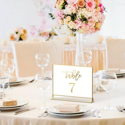 8.5x11 Acrylic Sign Holder, Picture Frame, Wedding Table Numbers,6pack in 8.5x11" in Gold, alternate view 2