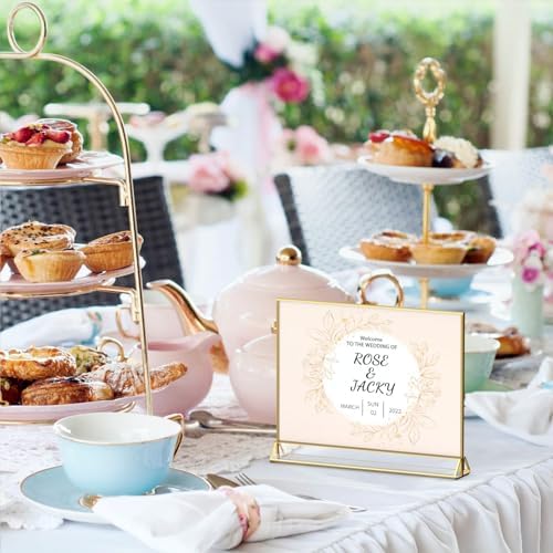 8.5x11 Acrylic Sign Holder, Picture Frame, Wedding Table Numbers,6pack in 8.5x11" in Gold, alternate view 4