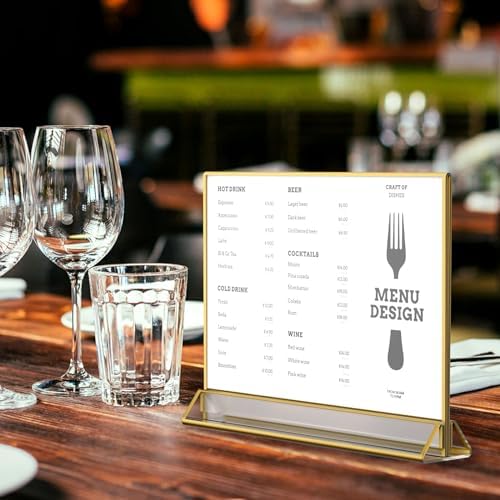 8.5x11 Acrylic Sign Holder, Picture Frame, Wedding Table Numbers,6pack in 8.5x11" in Gold, alternate view 6
