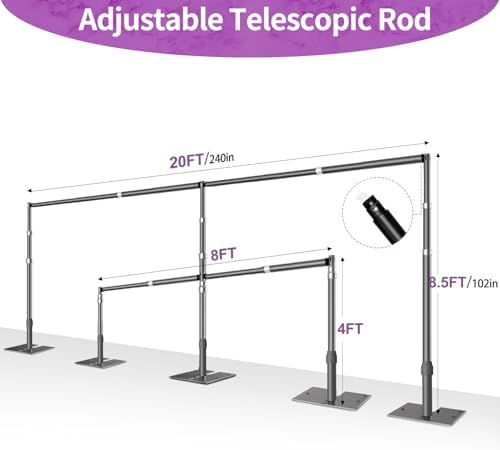 8.5x20 Pipe and Drape Stand Kit, Heavy Duty Backdrop Stand Adjustable, Sturdy Metal Back Drop Decoration Frame, alternate