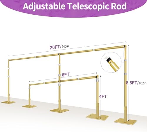 8.5x20 Pipe and Drape Stand Kit, Heavy Duty Backdrop Stand Adjustable, Sturdy Metal Back Drop Decoration Frame, alternate