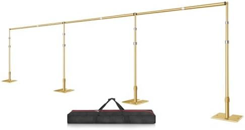 8.5x30ft Heavy Duty Backdrop Stand, Pipe and Drape Stand, Gold in 8.5x30ft in Gold