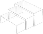 8.5x9x9.5 Inch Acrylic Risers Display Stands 3pcs, Rectangular Display Risers 3 Steps, Clear Acrylic Stand for