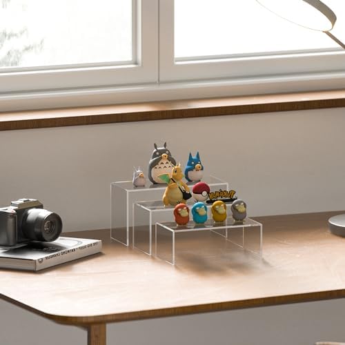 8.5x9x9.5 Inch Acrylic Risers Display Stands 3pcs, Rectangular Display Risers 3 Steps, Clear Acrylic Stand for, alternate