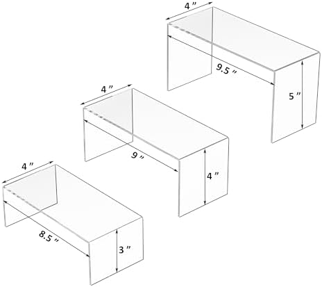 8.5x9x9.5 Inch Acrylic Risers Display Stands 3pcs, Rectangular Display Risers 3 Steps, Clear Acrylic Stand for, alternate