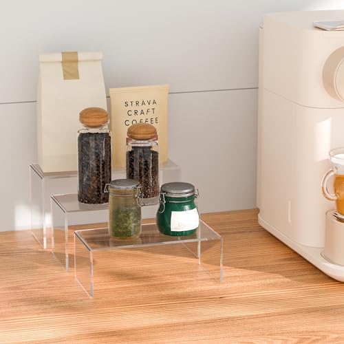 8.5x9x9.5 Inch Acrylic Risers Display Stands 3pcs, Rectangular Display Risers 3 Steps, Clear Acrylic Stand for, alternate
