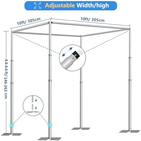 8.6Ft Tall x 40Ft Wide Adjustable Pipe and Drape Photo Background Support Kit,8.6ft Square Backdrop Stand Heavy, alternate
