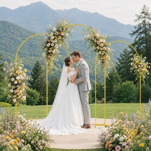 8/7.2/6.6Ft Metal Arch Backdrop Stand Set 3 for Wedding Party Balloon in 8FT/7.2FT/6.6Ft in Gold, alternate view 6