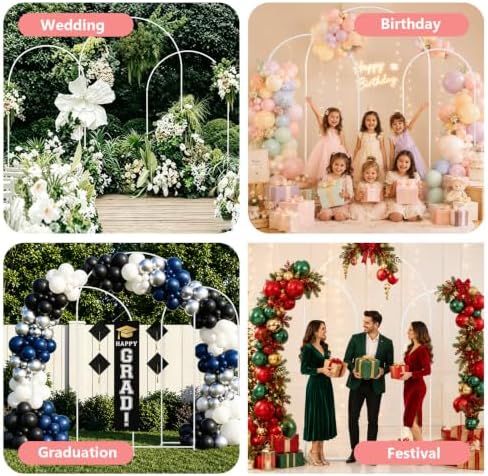 8/7.2/6.6Ft White Arch Backdrop Stand Set 3 for Wedding Party Balloon Wedding Arch with 12 Ground Nails&6 Water, alternate
