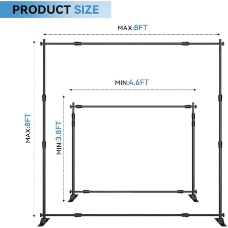 8×8‘ Backdrop Stand Banner Stand Kit with Carry Bag Heavy-Duty Photography Step & Repeat Stand Height and Width, alternate