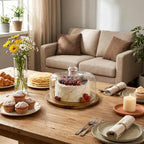 8.8''Cake Stand with Glass Dome, 2-in-1 Cupcake Decorative Tray in Brown, alternate view 2