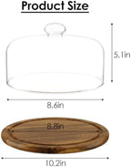 8.8''Cake Stand with Glass Dome, 2-in-1 Cupcake Decorative Tray in Brown, alternate view 3