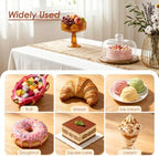 8.8''Cake Stand with Glass Dome, 2-in-1 Cupcake Decorative Tray in Brown, alternate view 5