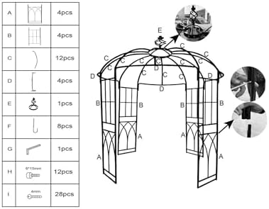 8.8 ft Black Metal Garden Arbor - Birdcage Wedding Arch for Outdoor Ceremonies, Heavy-Duty Steel Pergola for, alternate view